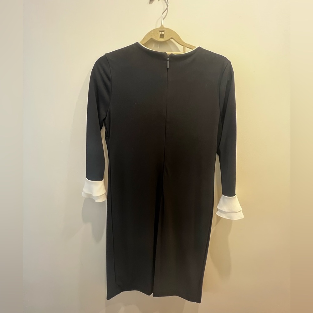 Karl Lagerfeld Black knee length dress with 3/4 length sleeves with white detail - Picture 5 of 6